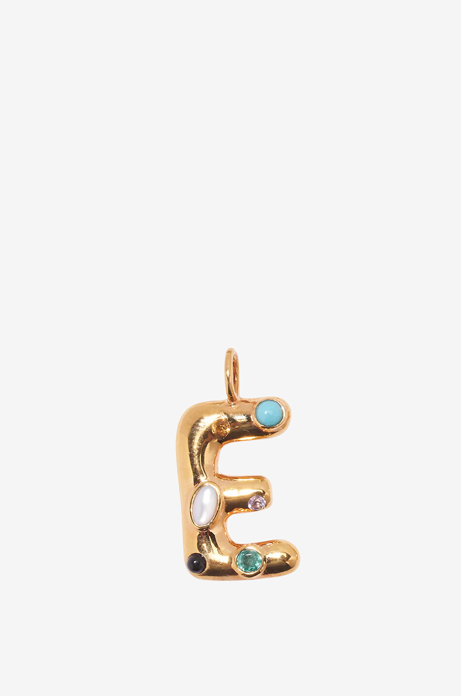 LIZZIE FORTUNATO Confetti Letter - E - gold-plated brass and stone pendant Women GOLDEN 1