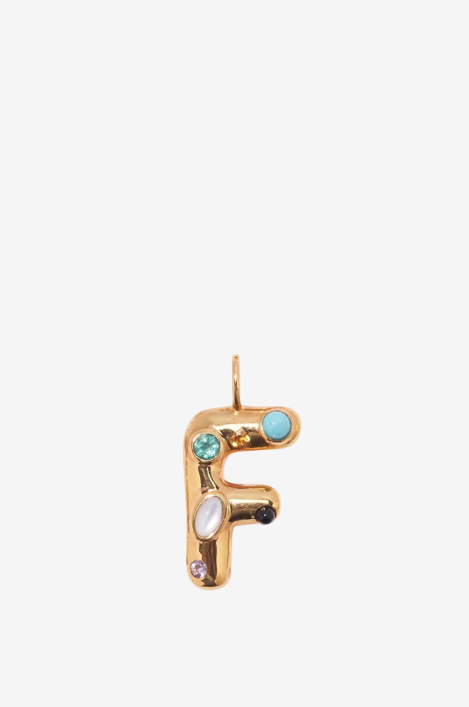 LIZZIE FORTUNATO Pendentif en laiton plaqué or et pierres Confetti Letter - F Femme DORE 1