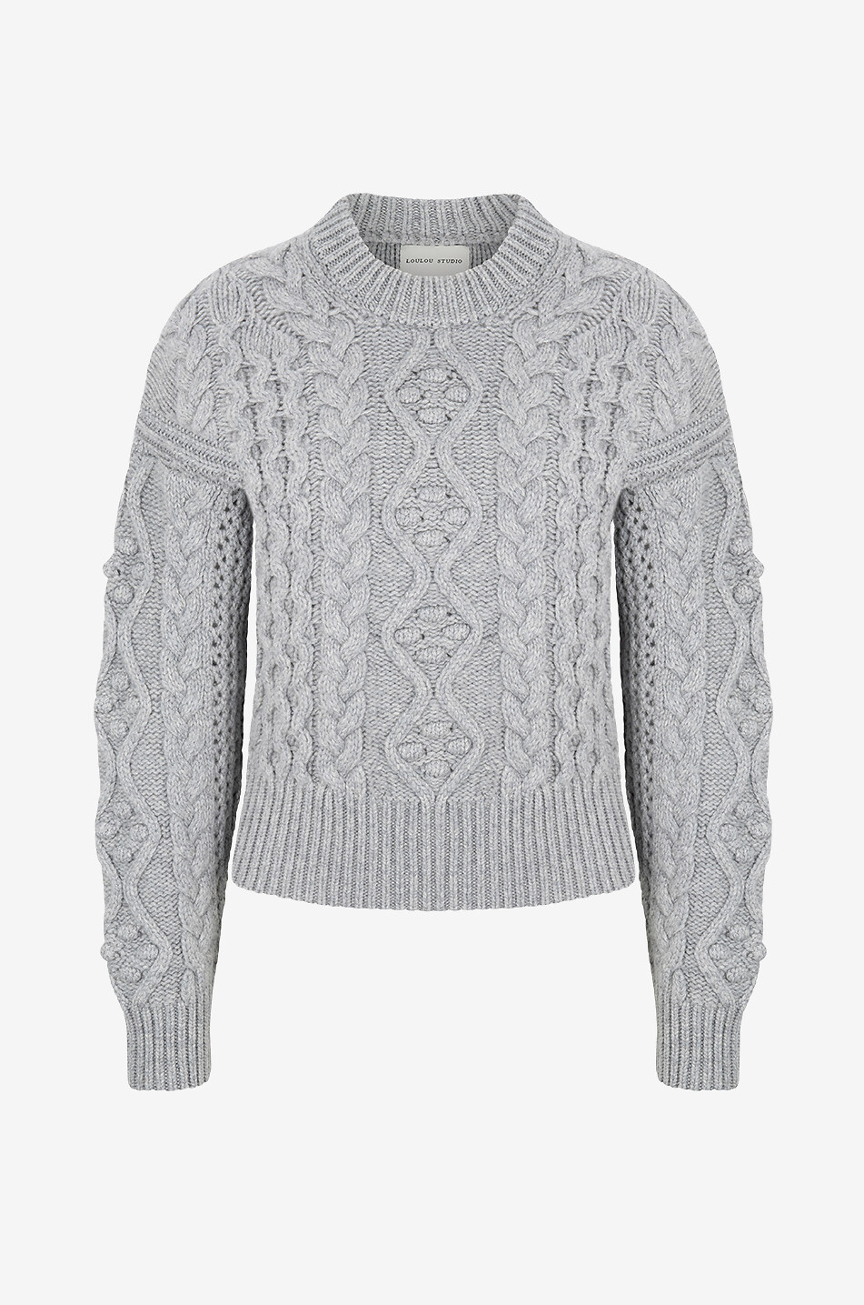 LOULOU STUDIO Pullover mit Rundhalsausschnitt aus Wolle und Kaschmir Eustace Damen HELLGRAU 1