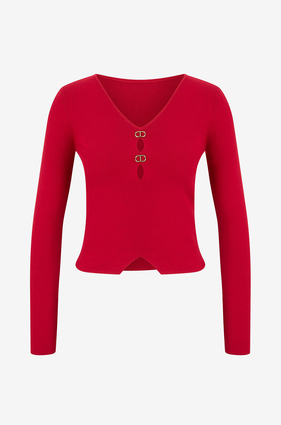 Langärmeliges Top aus Viskose mit Ausschnitten