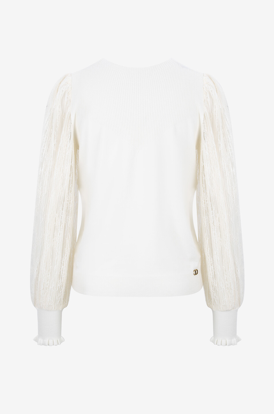 Pull à col en V en viscose à manches dentelle