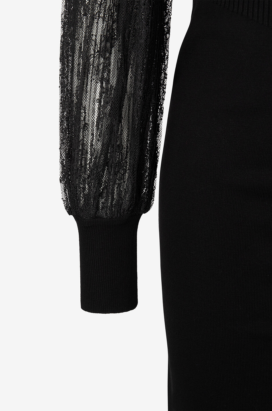 Robe midi en viscose à manches dentelle