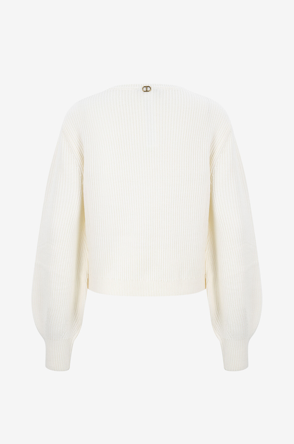 Pull à col rond en laine effet dentelle