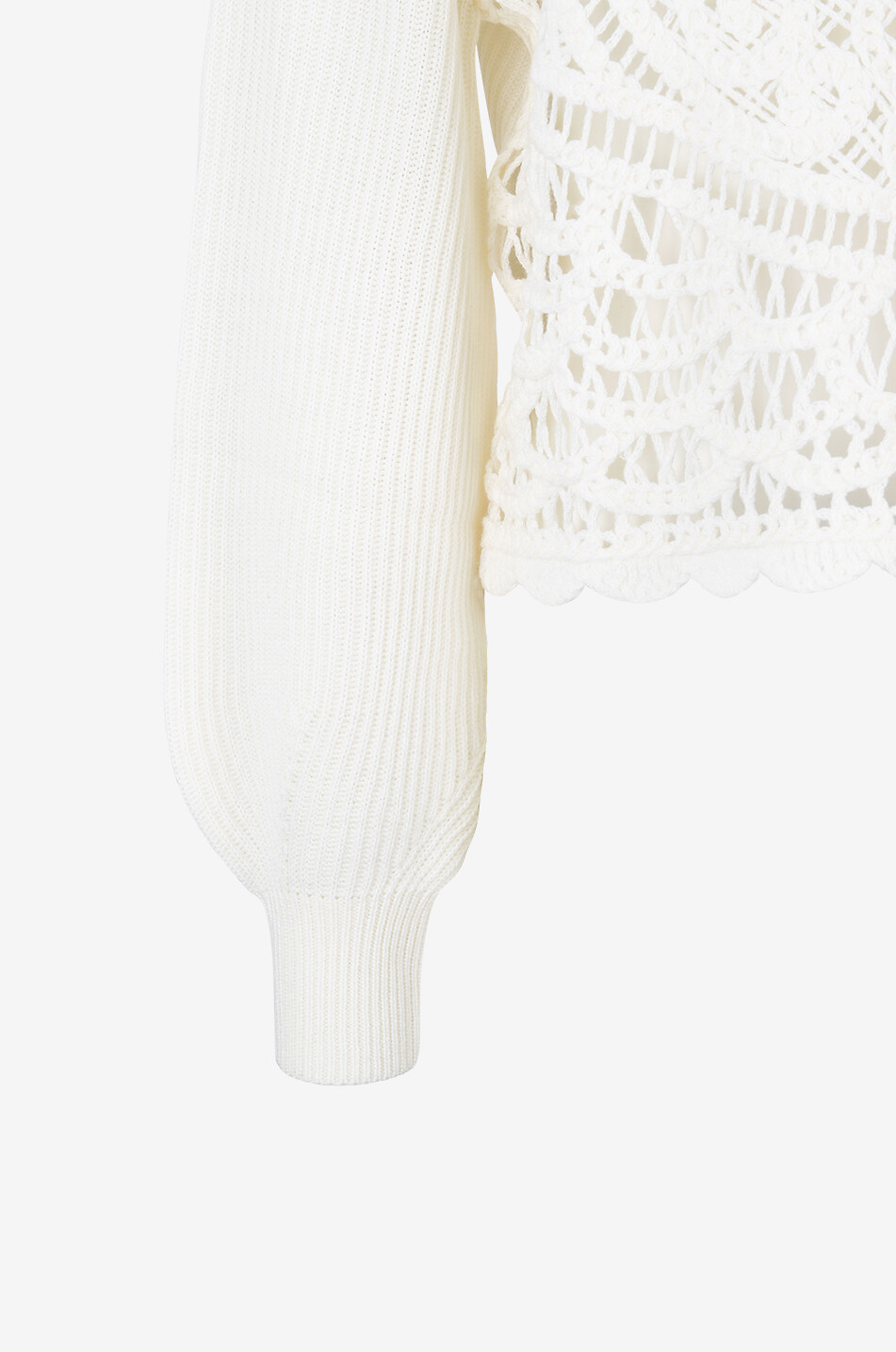 Pull à col rond en laine effet dentelle