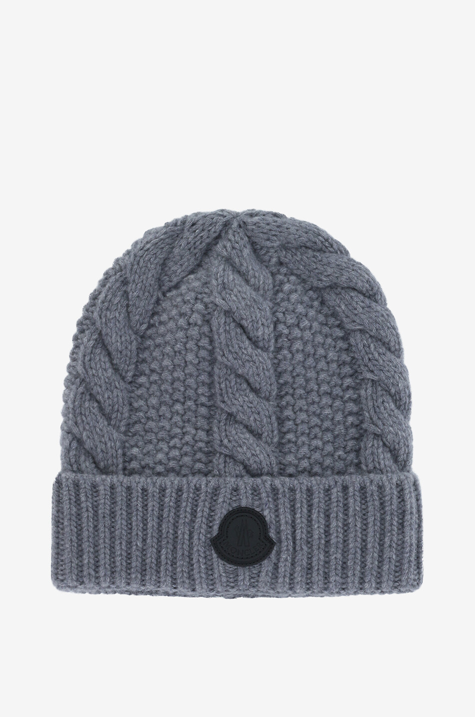 Leather logo patch adorned wool and cachmere cable-knit beanie
