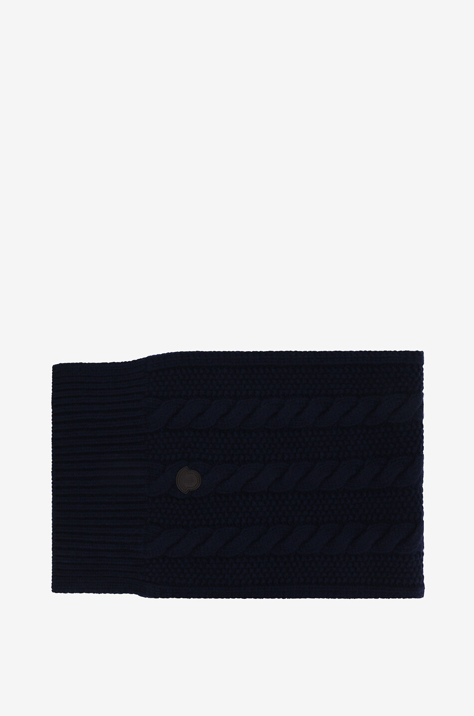 MONCLER Écharpe torsadée en laine et cachemire à patch logo en cuir Homme BLEU 1