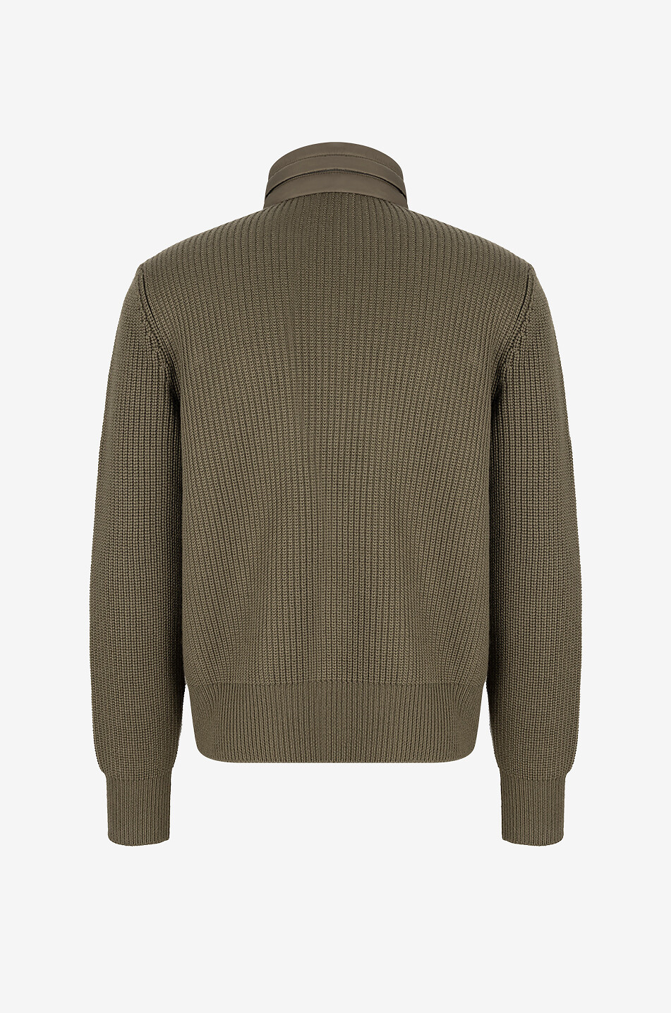 MONCLER Ribbed wool cardigan with down parts Men GREEN 2