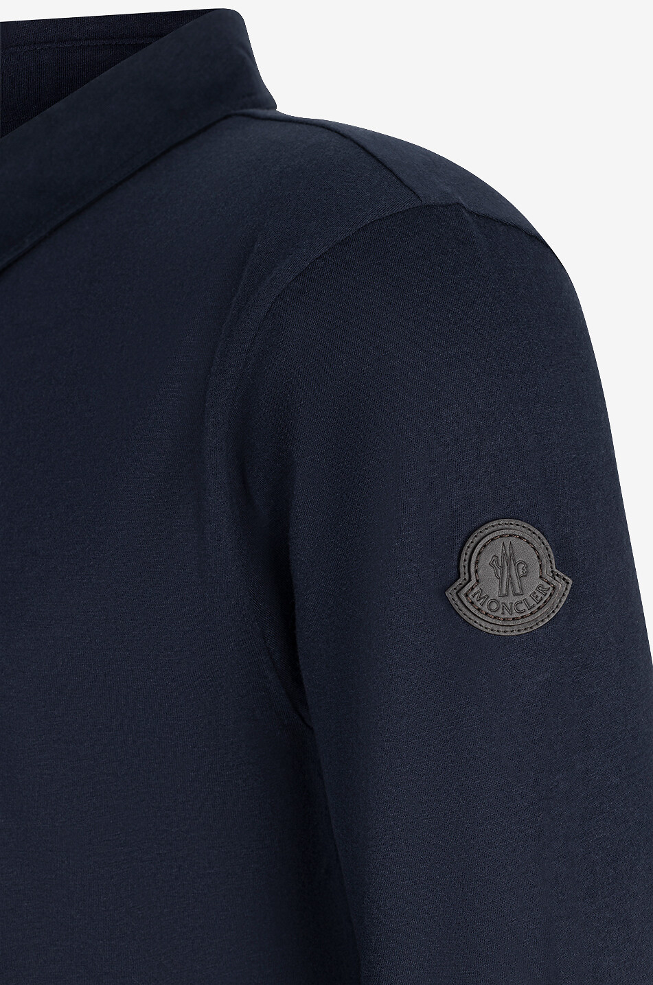 MONCLER Cotton and cashmere jersey long-sleeved polo shirt Men BLUE 3