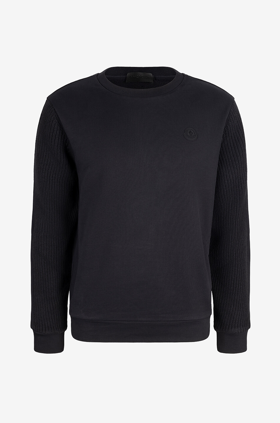 MONCLER Sweat-shirt à col rond en molleton et maille côtelée Homme BLEU 1
