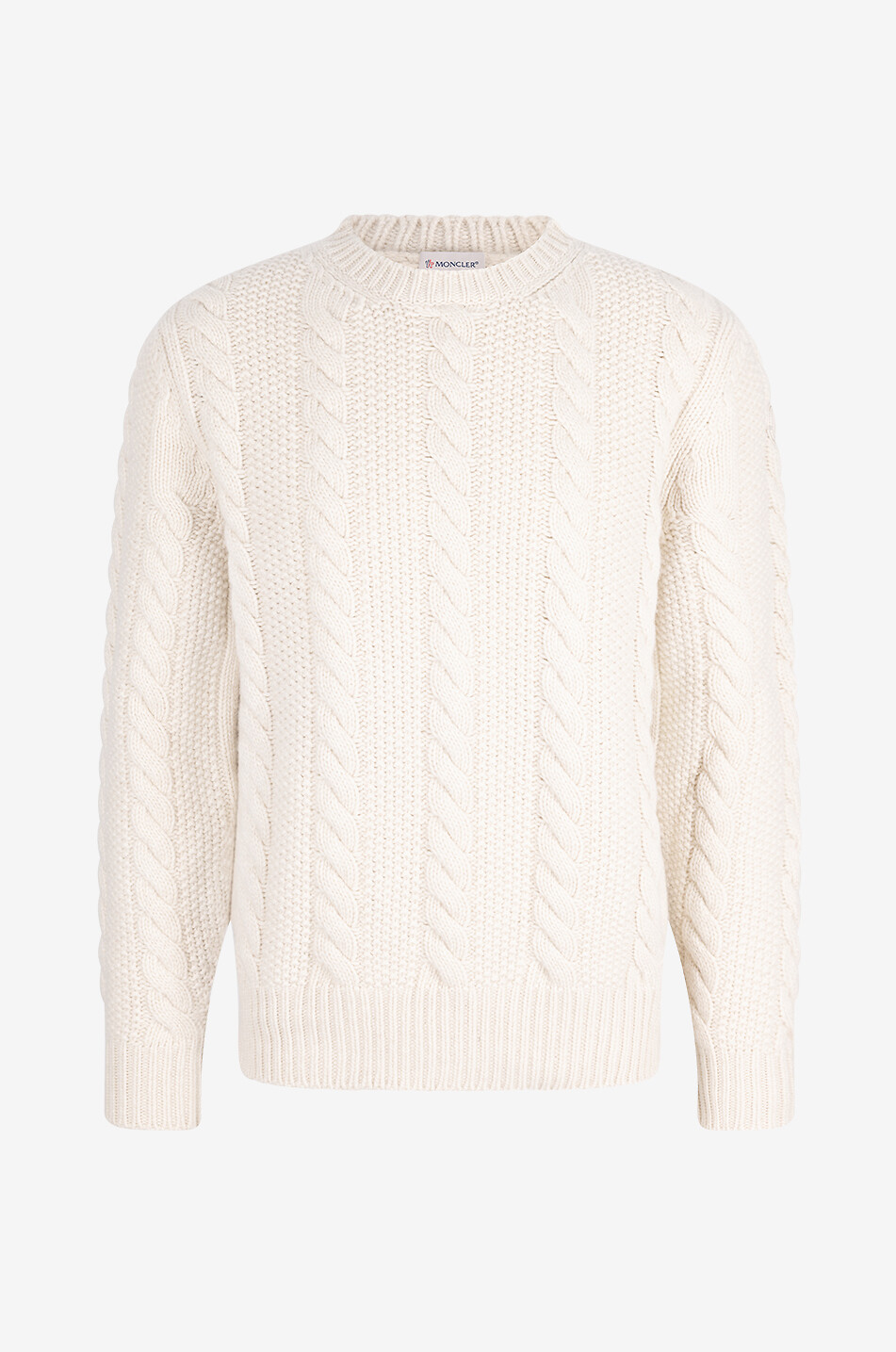 MONCLER Pull torsadà à col rond en laine et cachemire Homme MARRON CLAIR 1