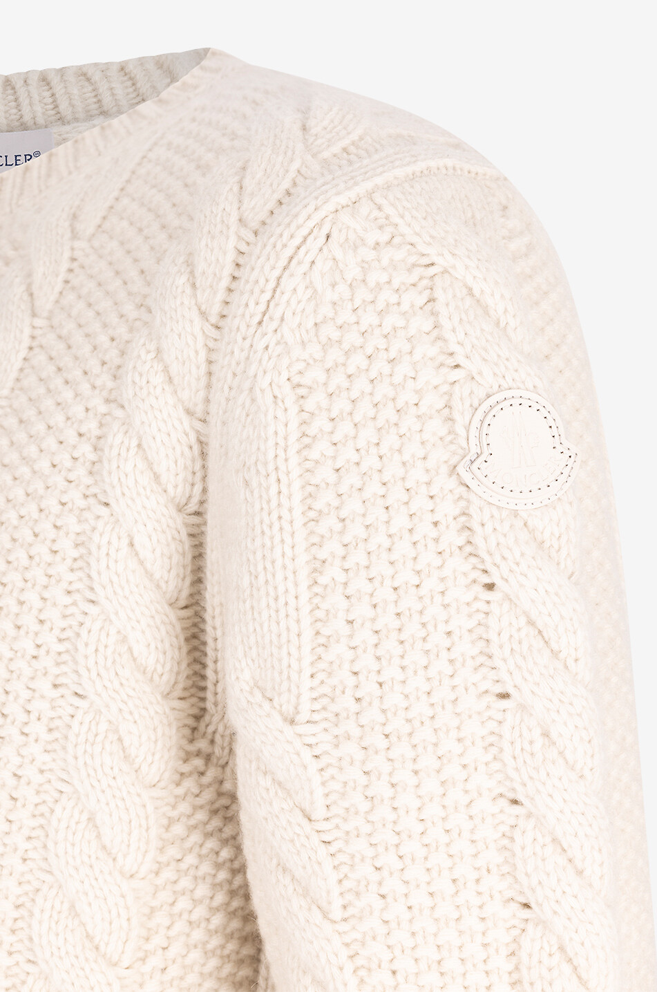 MONCLER Pull torsadà à col rond en laine et cachemire Homme MARRON CLAIR 3