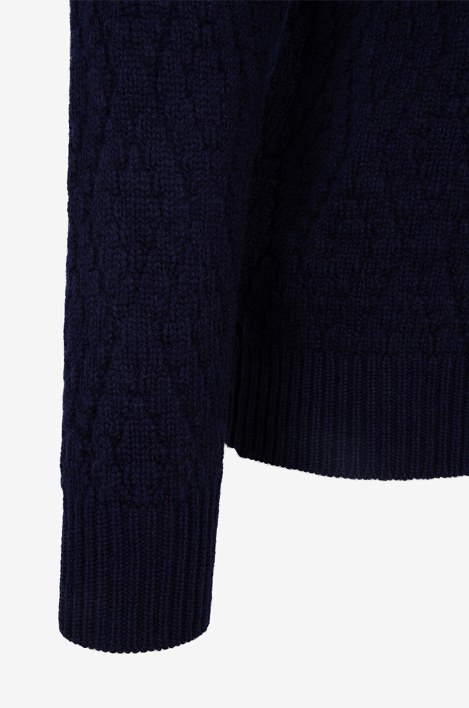 AURELIEN Pull à col montant boutonné en laine mérinos et cachemire Frost Homme BLEU FONCE 3