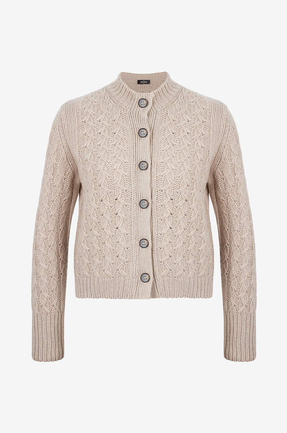 Cashmere short button-down cable-knit cardigan