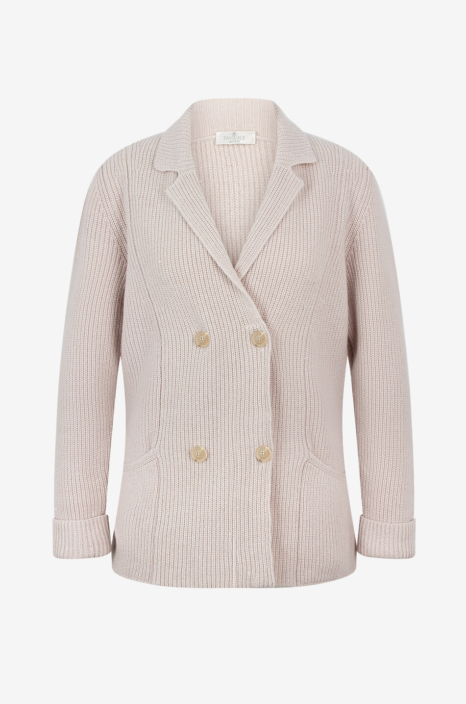 Cardigan en maille anglaise en laine vierge et soie