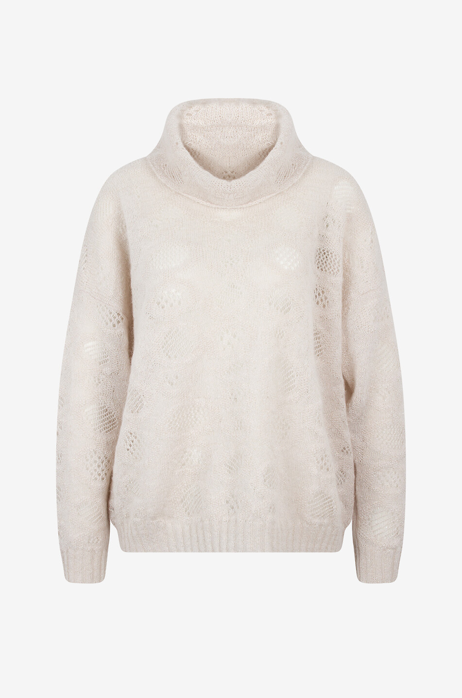 Mohair alpaca wool and viscose high-neck jumper