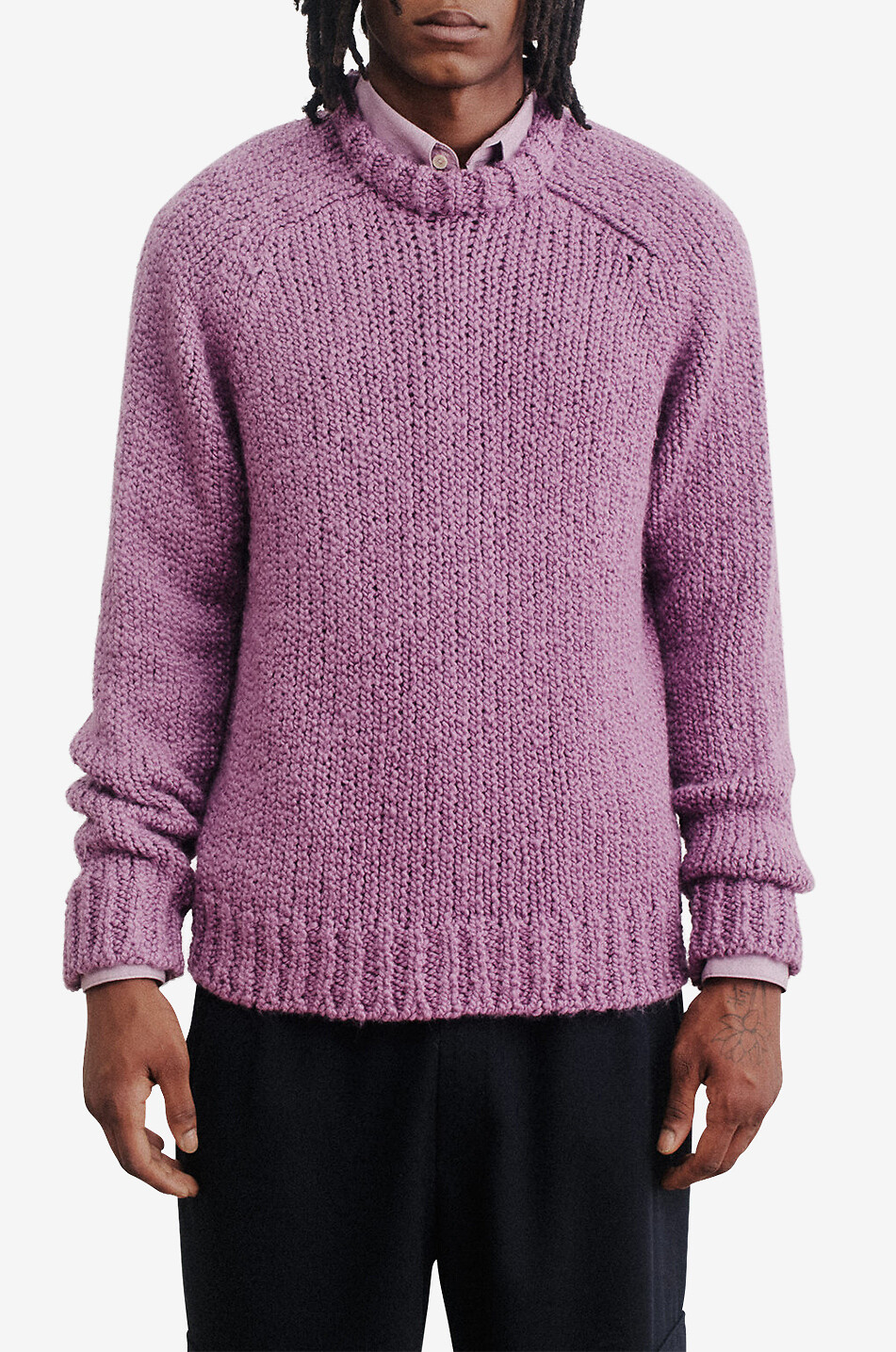 Pull à col rond en laine d'alpaga et laine vierge Chachani