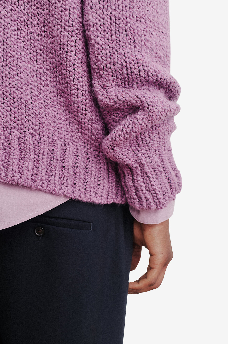 Pull à col rond en laine d'alpaga et laine vierge Chachani