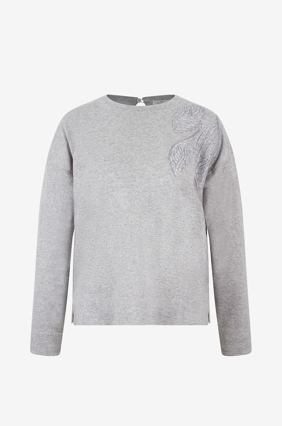 PANICALE Pull à col rond en soie et cachemire Femme GRIS 1