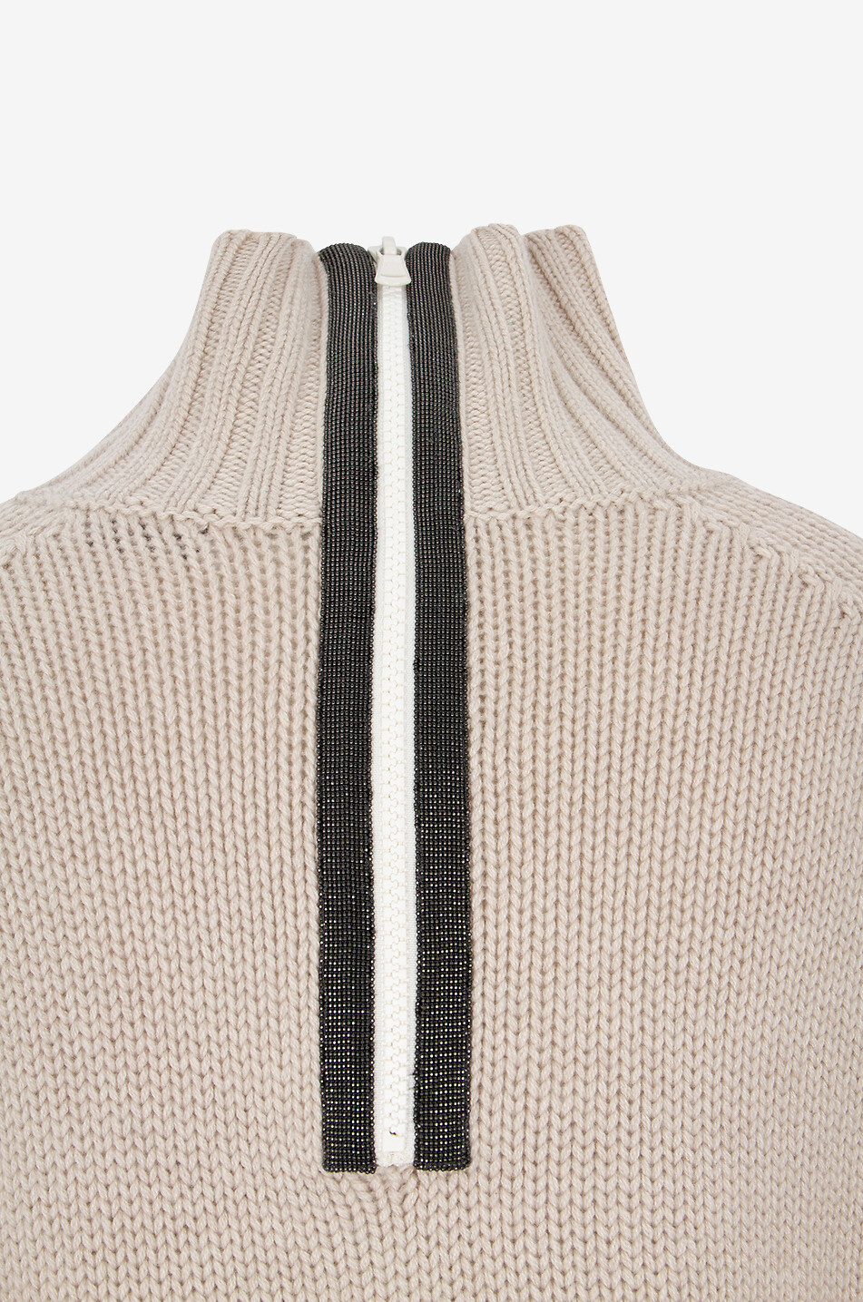 BRUNELLO CUCINELLI Monile stand-up collar boxy jumper in cashmere Women BEIGE 3