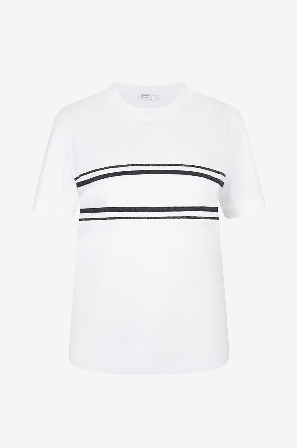 Monile stripe-adorned short-sleeved T-shirt