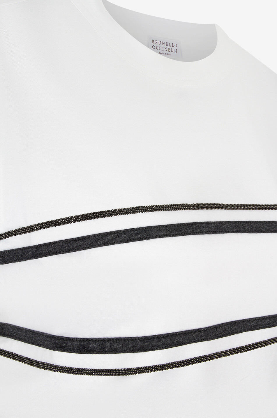BRUNELLO CUCINELLI Monile stripe-adorned short-sleeved T-shirt Women WHITE 3