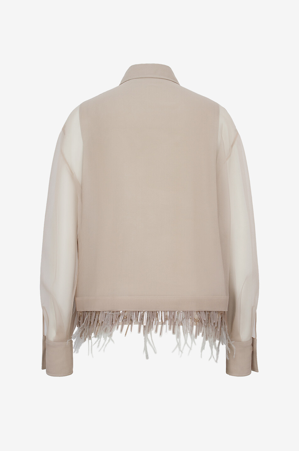 BRUNELLO CUCINELLI Organza-Hemd mit Feder- und Paillettenfransen Damen BEIGE 2