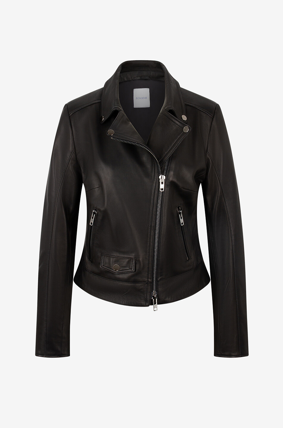 Cinched nappa leather moto jacket BONGENIE Bongenie