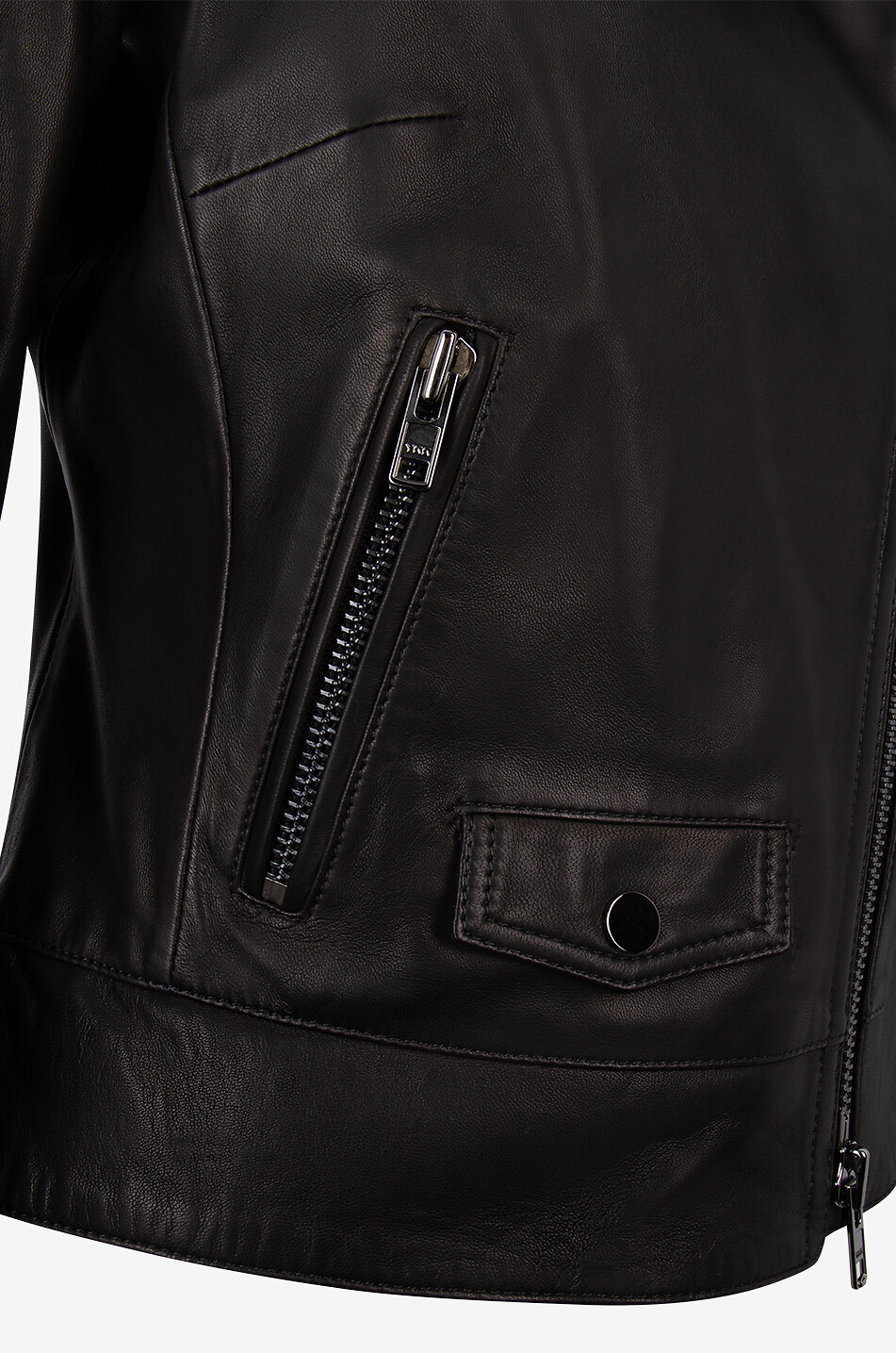 BONGÉNIE Perfecto cintré en cuir nappa Femme NOIR 3