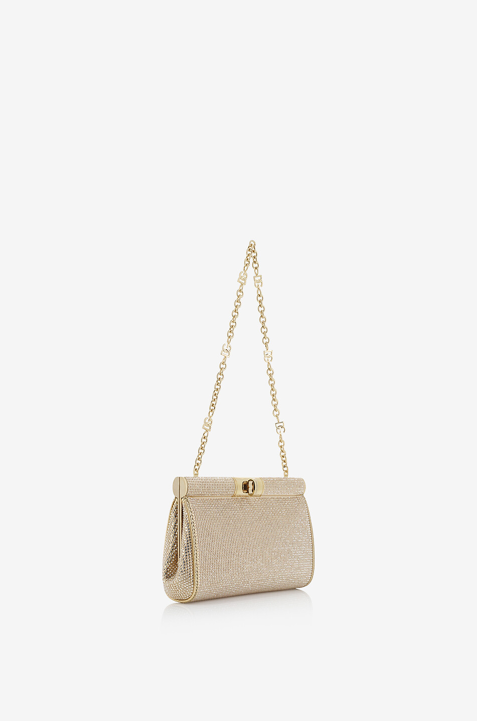 DOLCE & GABBANA Marlene Small satin and crystal shoulder bag Women GOLDEN 2