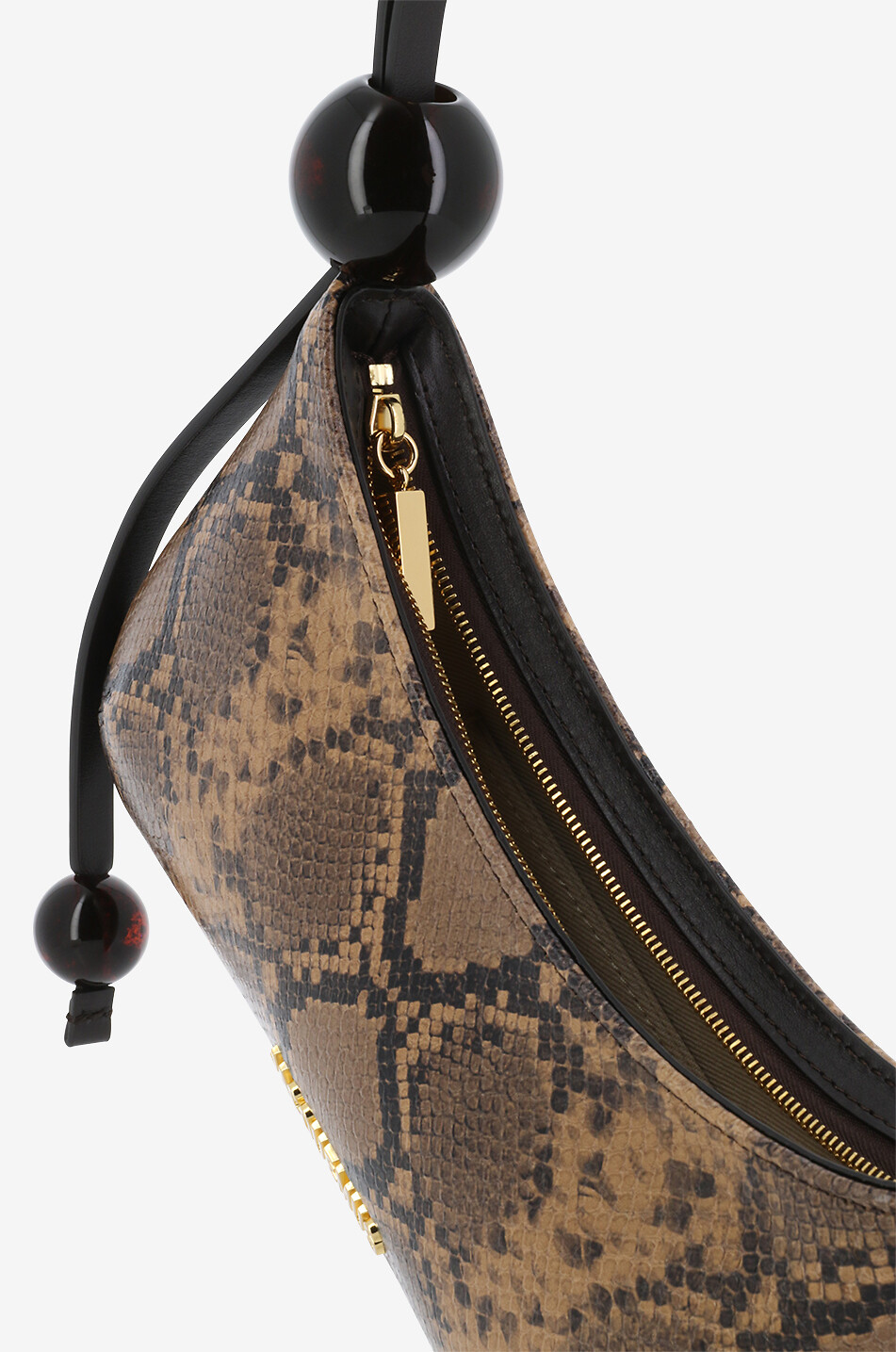 Schultertasche aus Leder in Python-Optik Le Bisou Perle