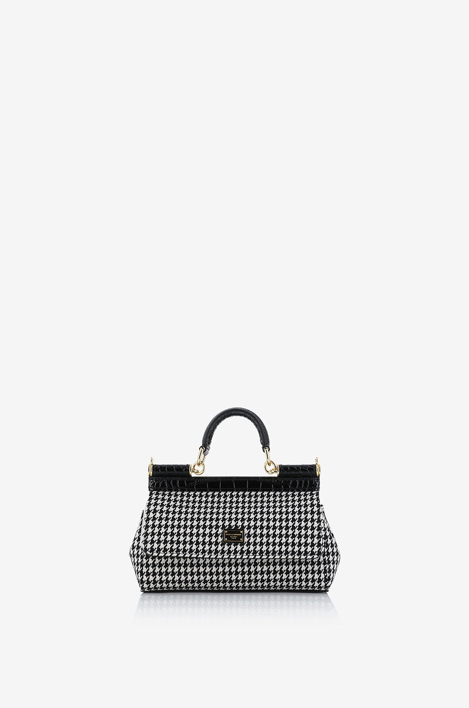 DOLCE & GABBANA Handtasche aus Hahnentritt-Stoff und Leder Sicily Small Damen BUNT 1