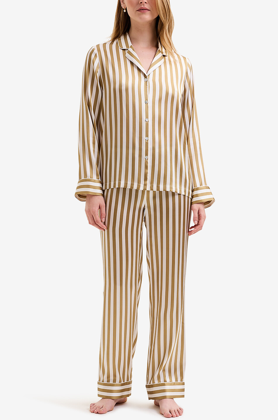 LAURENCE TAVERNIER Ensemble pyjama en soie rayée Simone Femme DORE 2