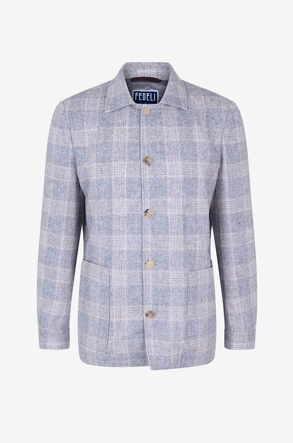 Alpaca wool and wool checked shirt jacket