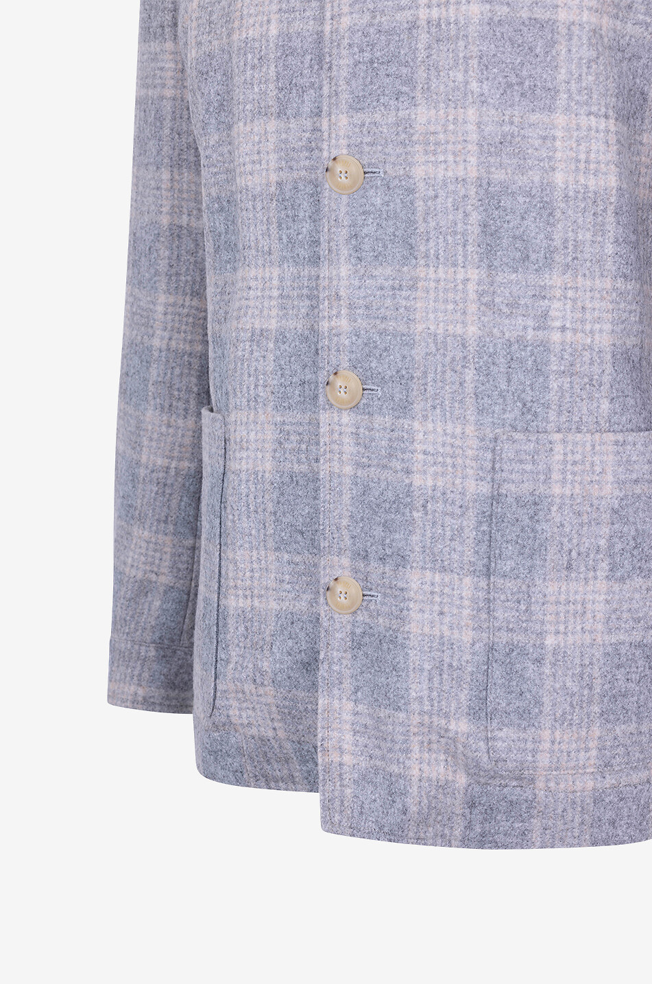 Alpaca wool and wool checked shirt jacket