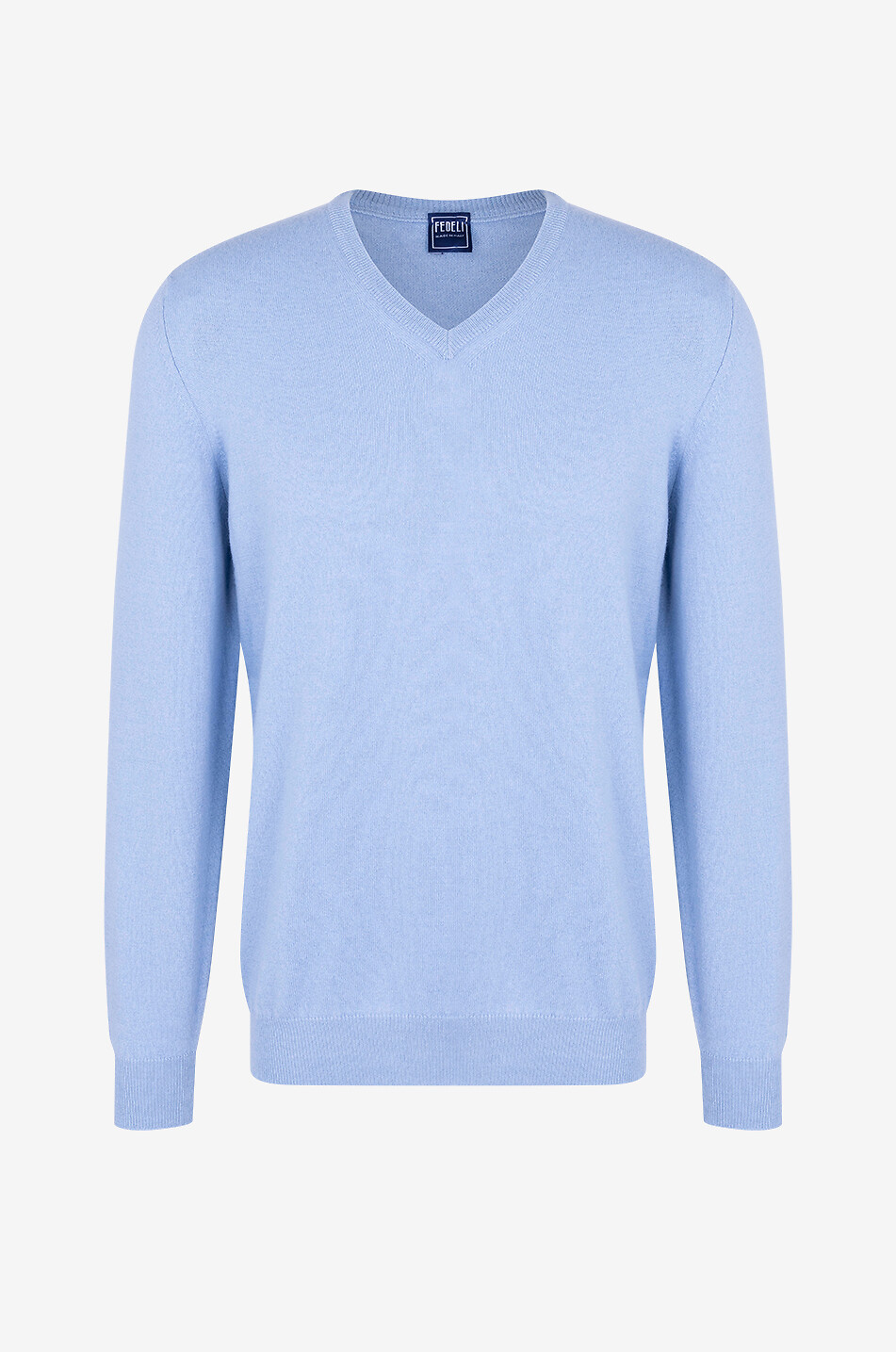 FEDELI Cashmere V-neck jumper Men LIGHT BLUE 1