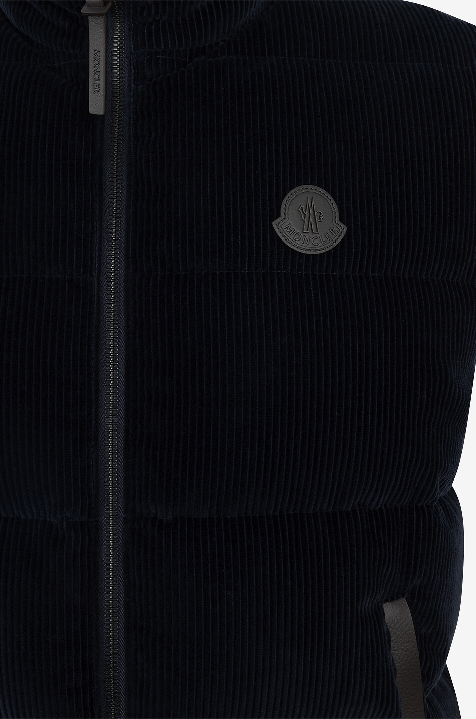 MONCLER Acrab quilted corduroy and leather vest Men DARK BLUE 3
