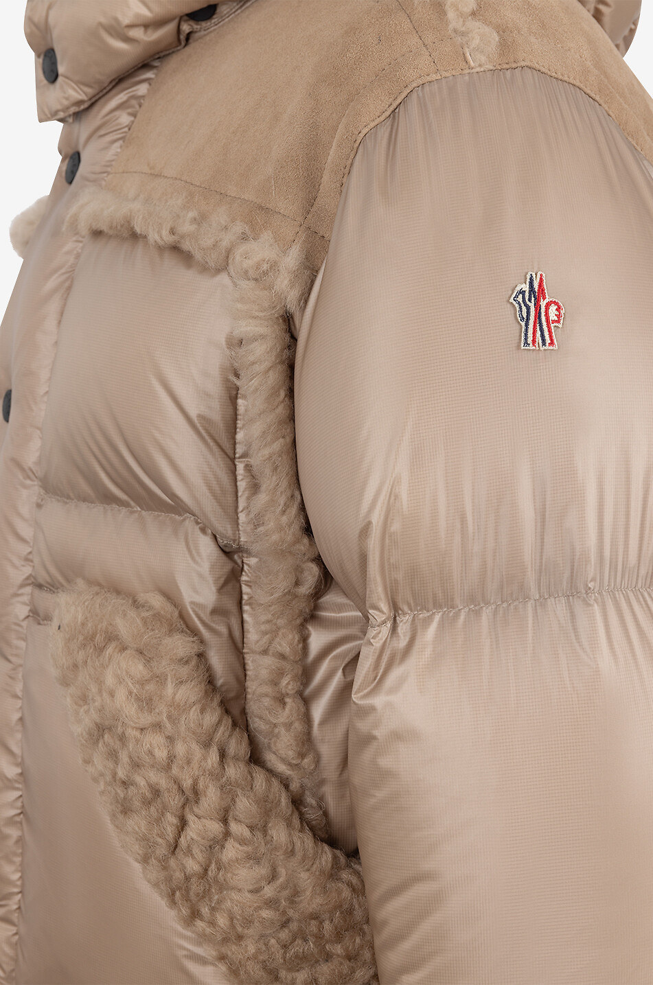MONCLER GRENOBLE Veste de ski en ripstop et peau lainée Clusaz Homme BEIGE 3