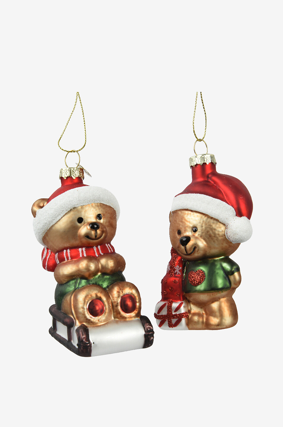 Teddies set of 2 hanging Christmas ornements
