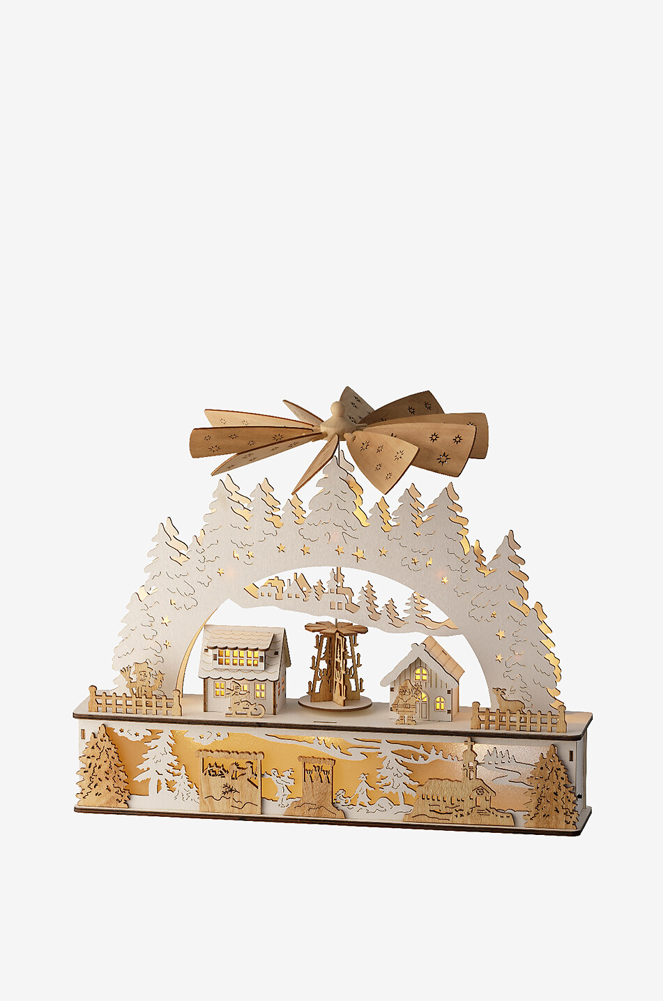 Scène de village illuminé à moulin à vent