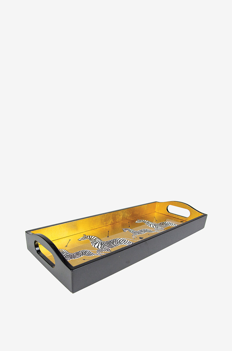 CASPARI Zebras Gold Bar Lacquer rectangular tray Home GOLDEN 1