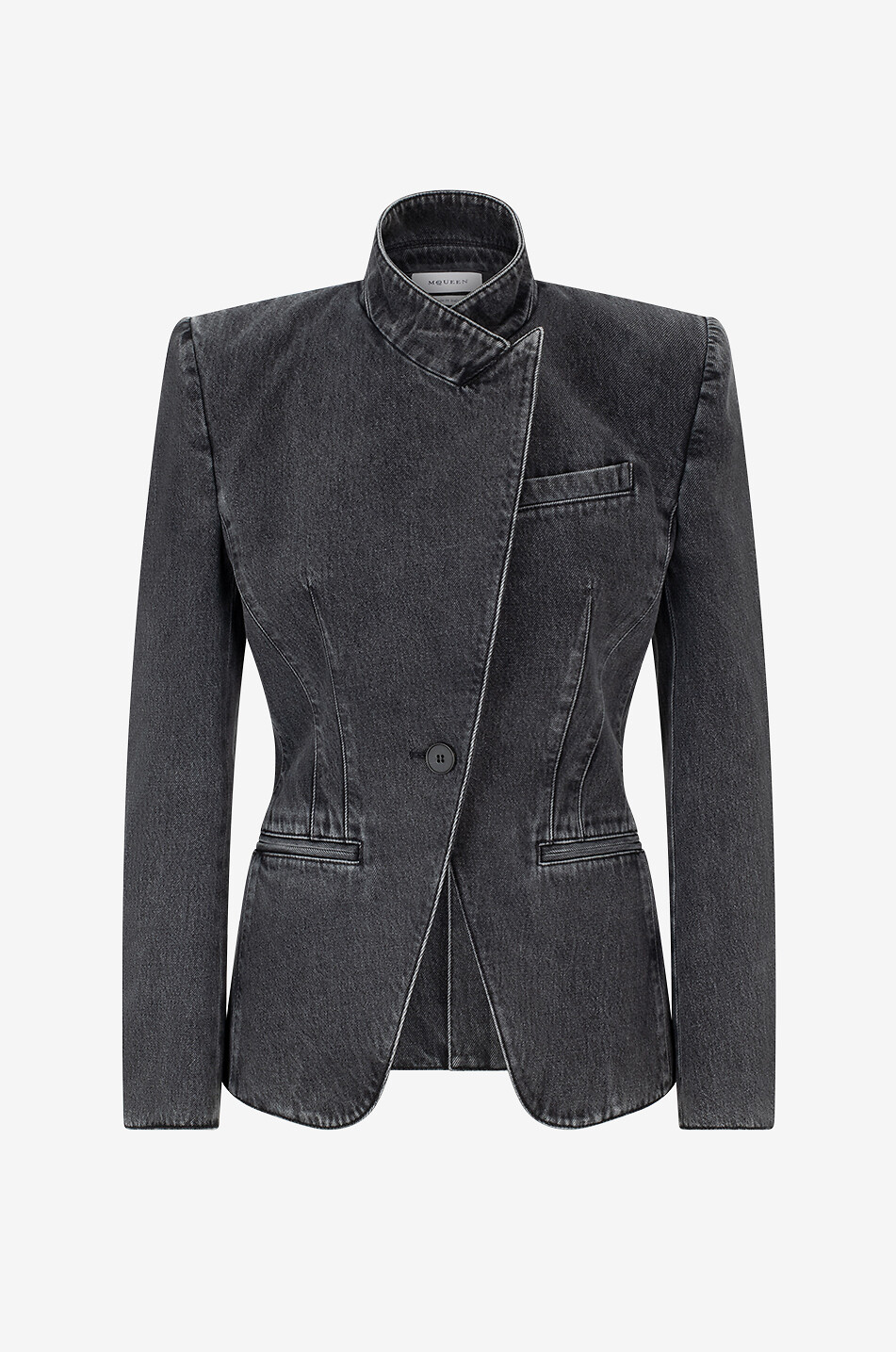 Blazer en denim délavé Twisted Spliced