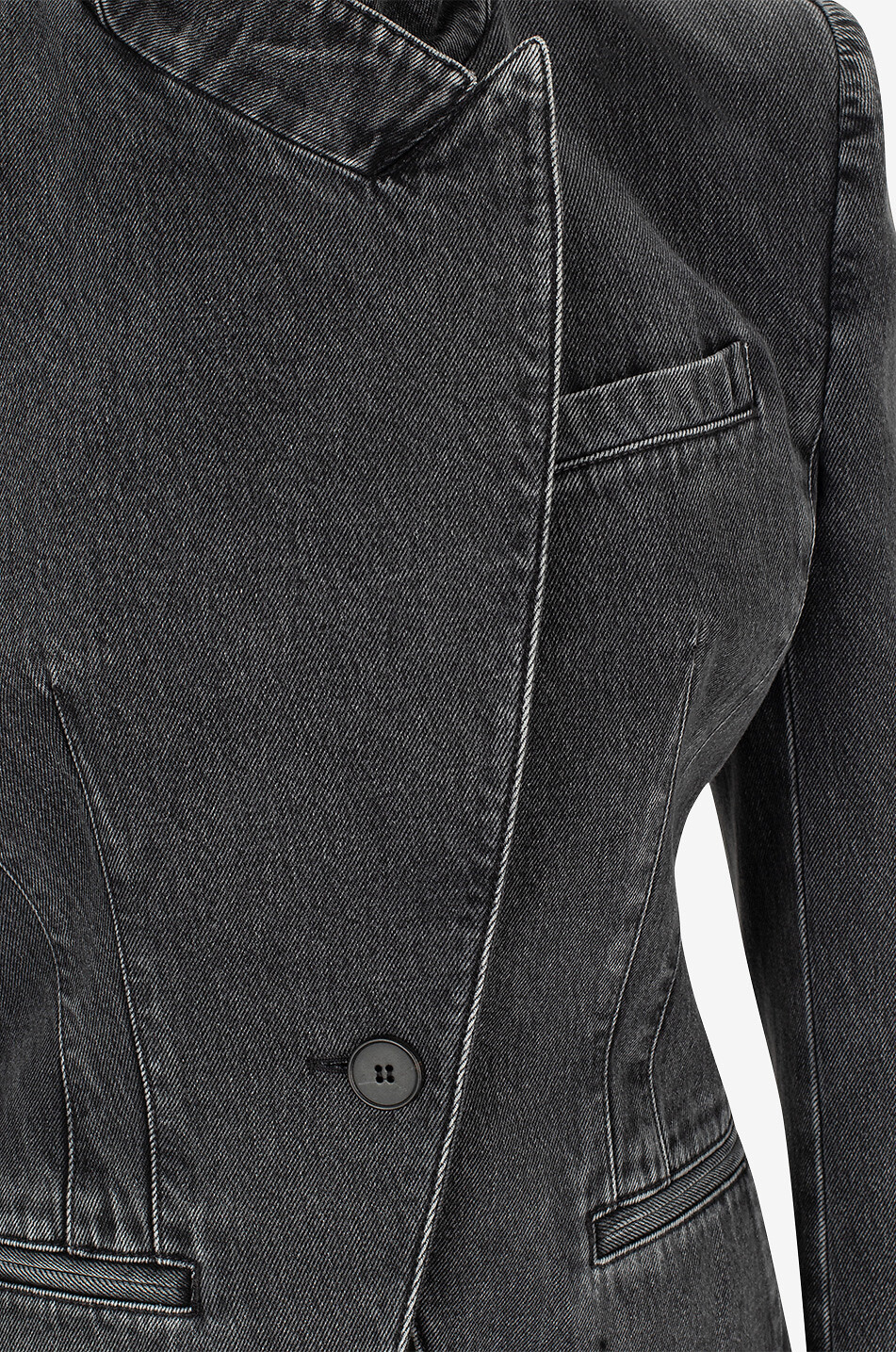 Ausgewaschener Denim-Blazer Twisted Spliced