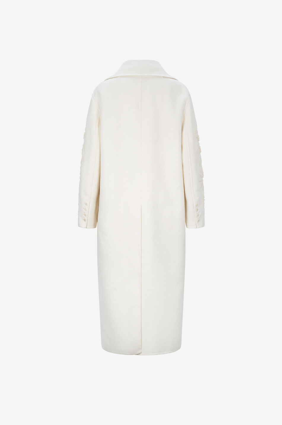 ERMANNO SCERVINO Long double-breasted embroidered wool coat Women EGGSHELL 2