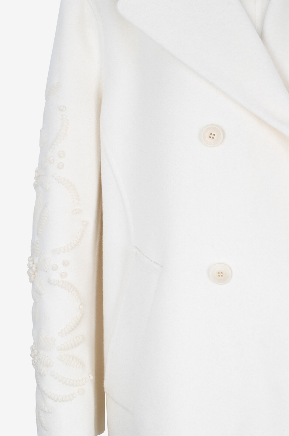 ERMANNO SCERVINO Long double-breasted embroidered wool coat Women EGGSHELL 3