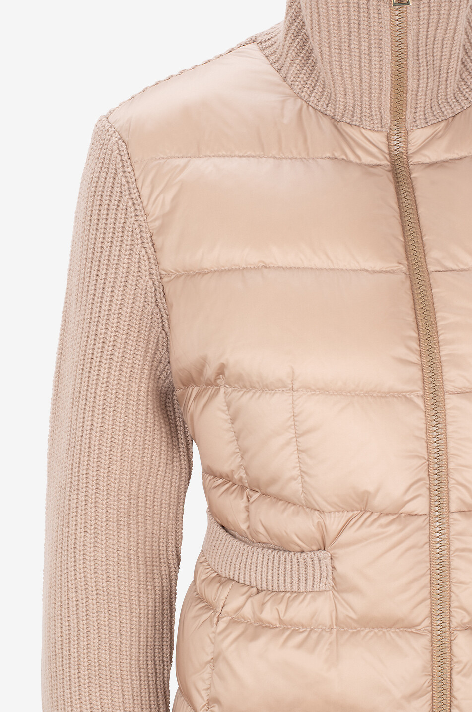 MONCLER Cinched wool full-zip cardigan with down parts Women BEIGE 3