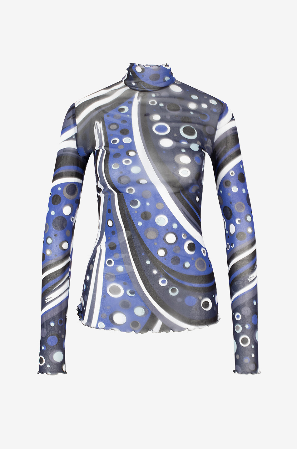 PUCCI Fontane printed tulle stretch top Women BLUE 1