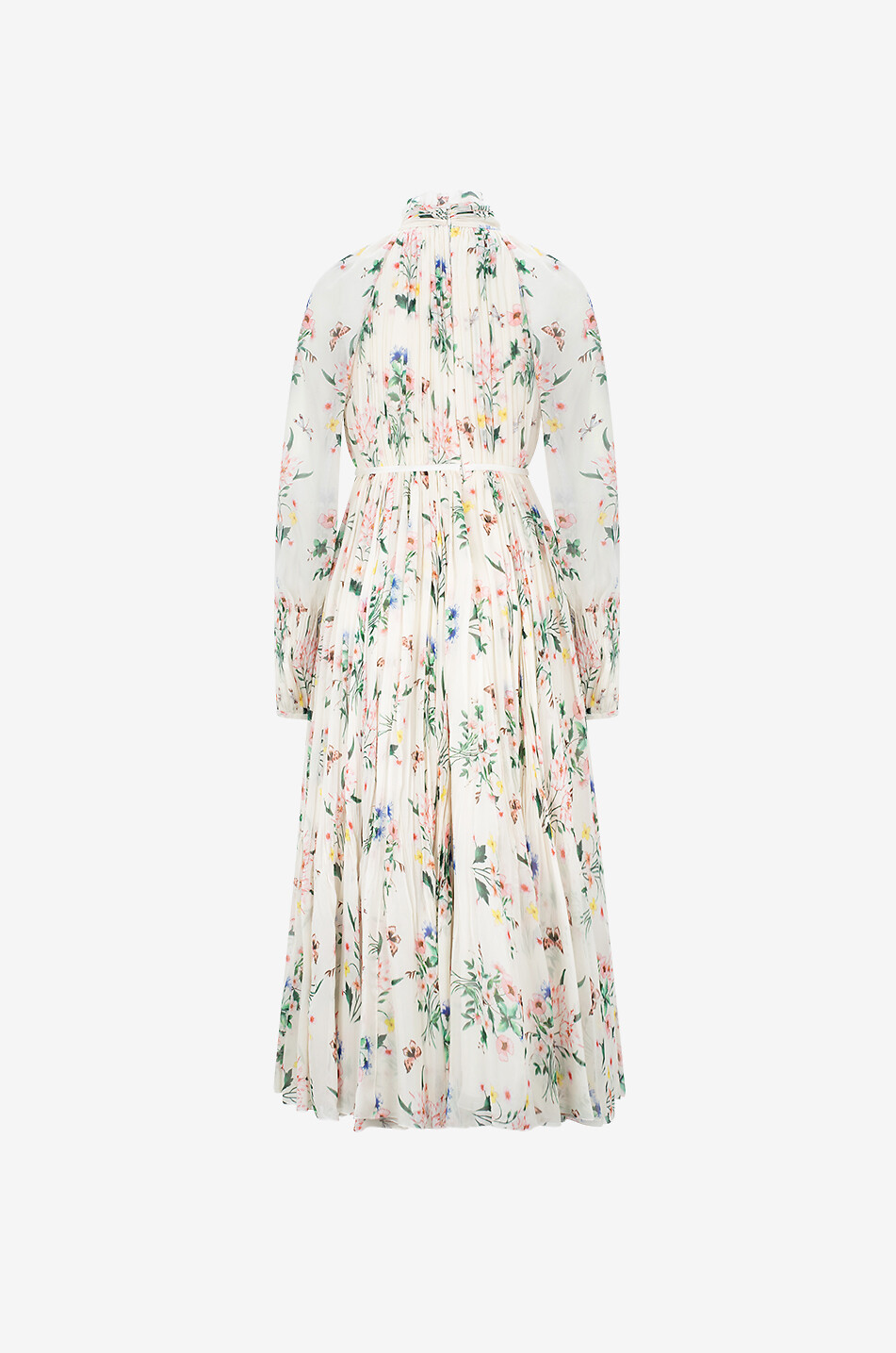 Robe longue en georgette de soie Botanical