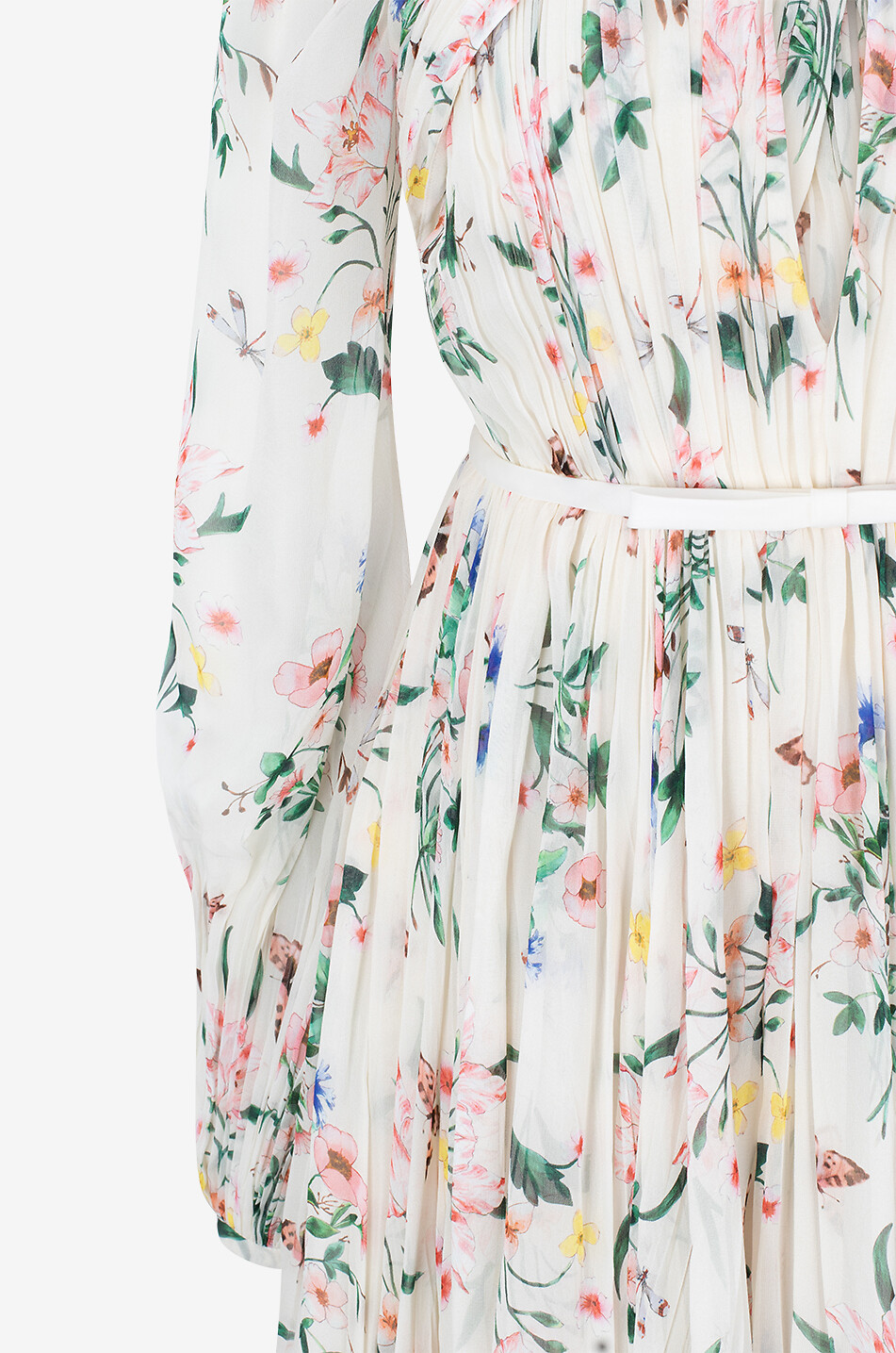 Robe longue en georgette de soie Botanical
