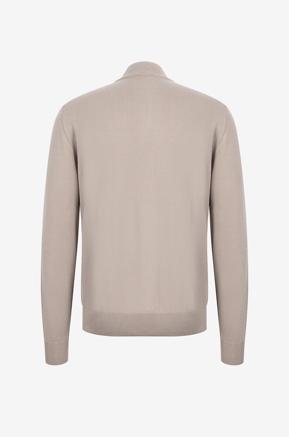 AURELIEN Pull en laine mérinos extrafine à col montant zippé Cashwool Homme Beige moyen 2