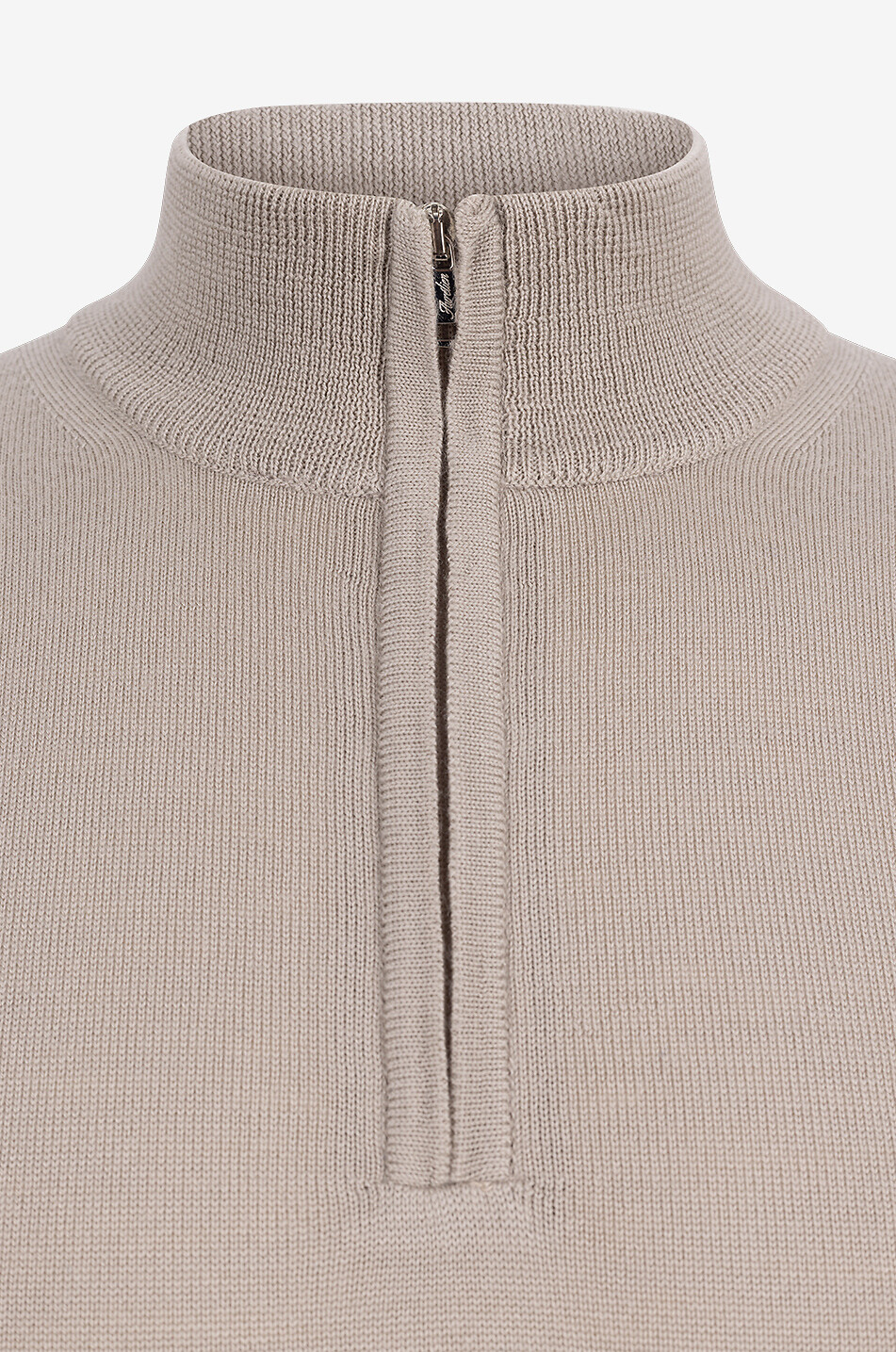 AURELIEN Pull en laine mérinos extrafine à col montant zippé Cashwool Homme Beige moyen 3